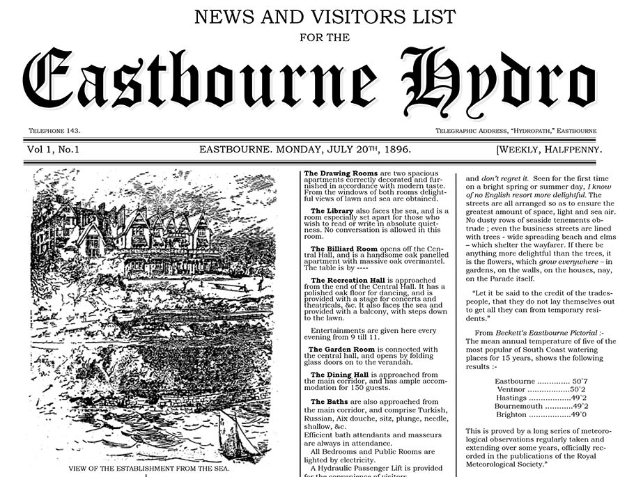 Image of Eastbourne Newspaper cover from 1896