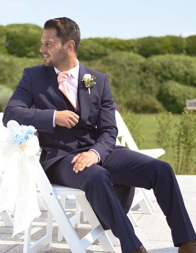 Groom seated on the terrace