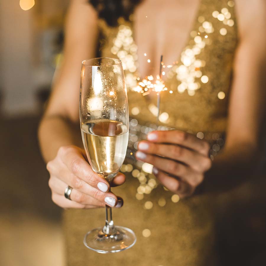 Lady holding Champagne glass