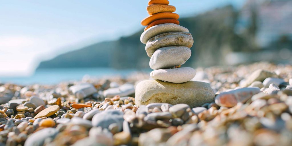 Zen balance stone on Eastbourne beach