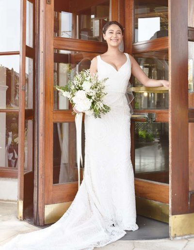 Bride at the main entrance